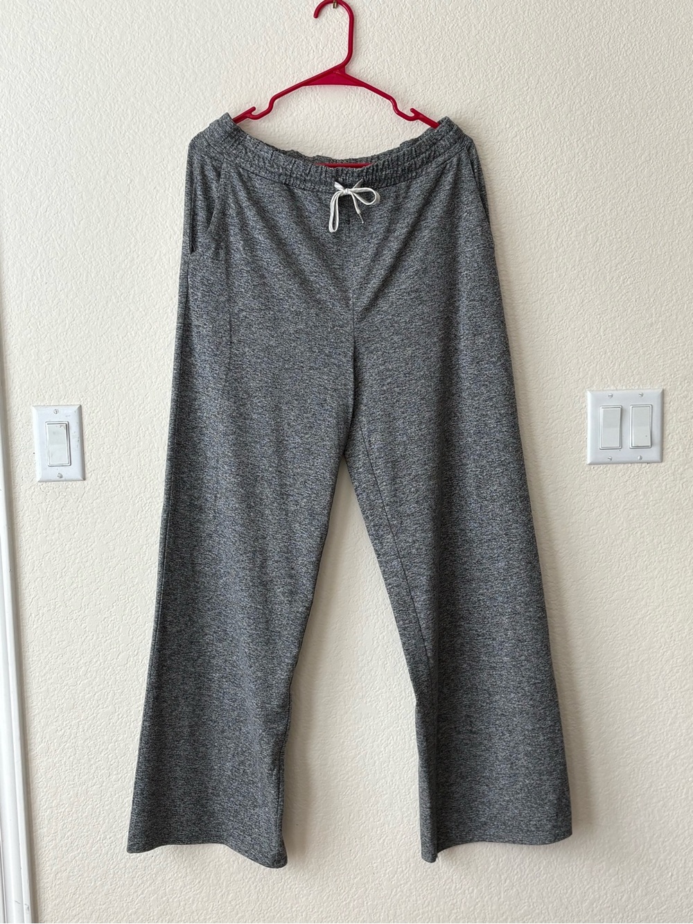 Vuori Heather Gray Wide-Leg Lounge Pants with Drawstring